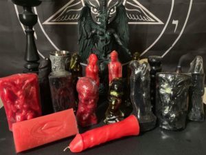 black magic figure candles