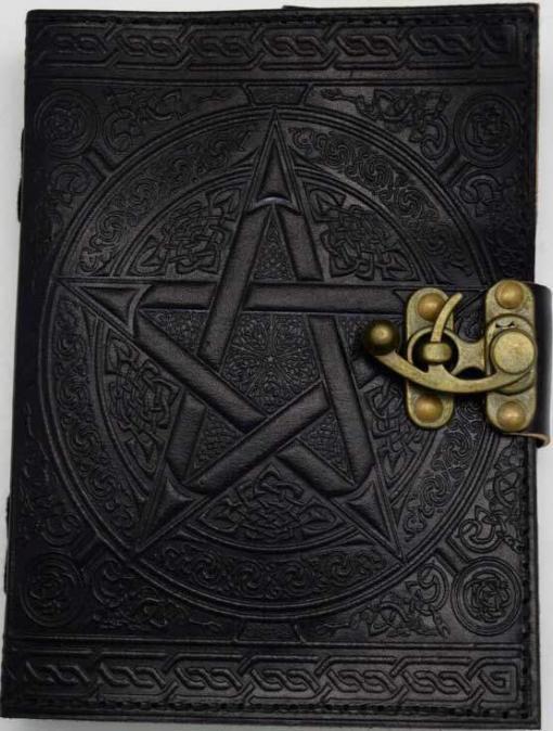 Black Pentagram leather book of shadows w/ latch