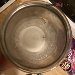 candle jar magic, when you see the wax look like a crystal buildup on the side of the jar.