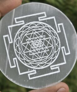 Selenite Laser Engraved Charging Platform 4"