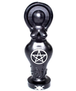 Black Goddess Candle with Pentagram and Triple Moon