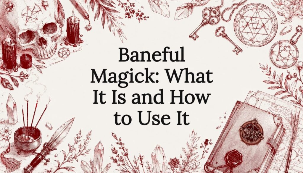 Decorative occult illustration framing title text