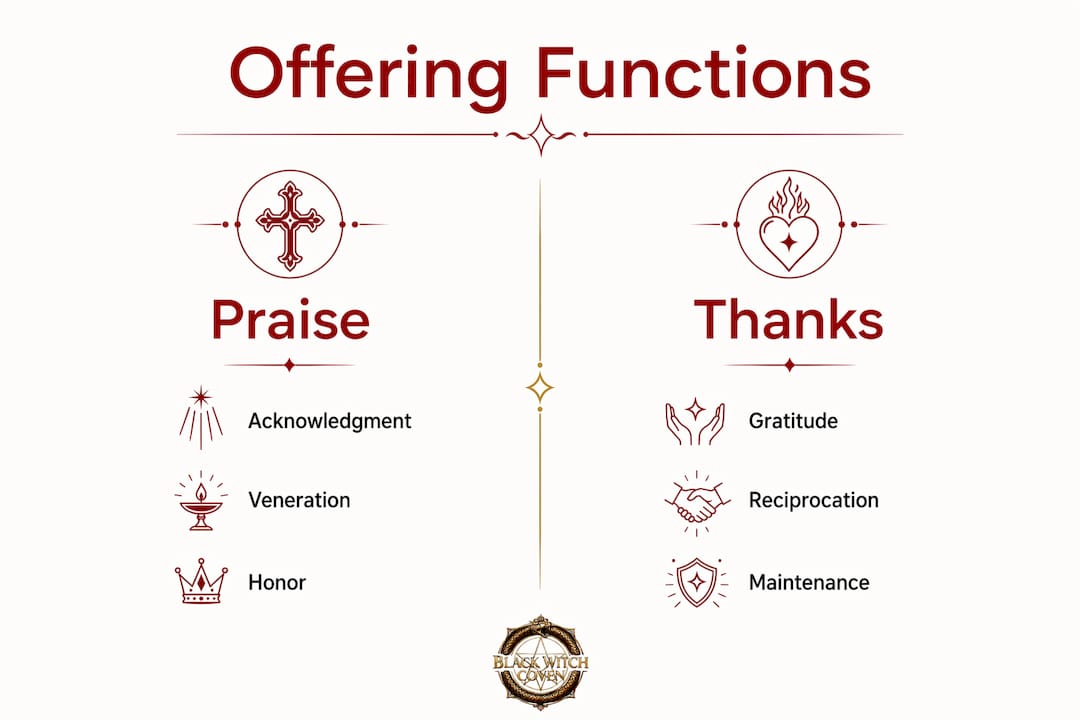 Infographic comparing ritual offering functions