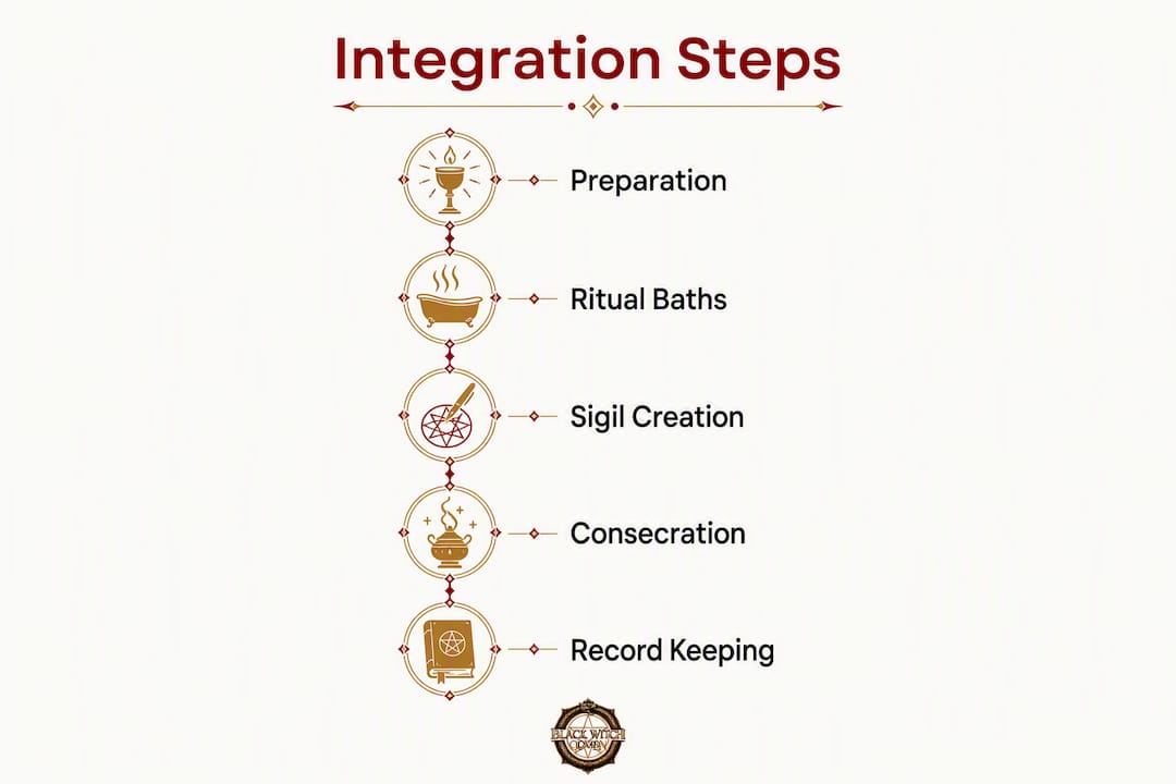 Infographic detailing demon work integration steps